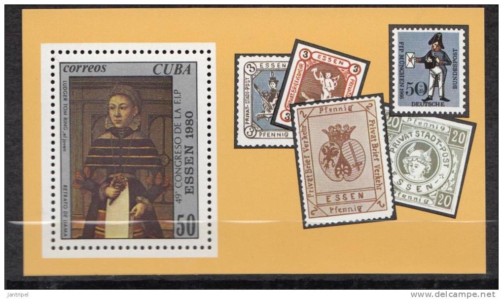 CUBA  MNH  SHEET 1980  ESSEN - Blocks & Kleinbögen