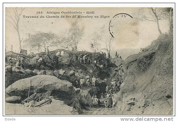 Guinée 195 Fortier Travaux Chemin De Fer Konakryau Niger  Cachet 1908 - Guinée