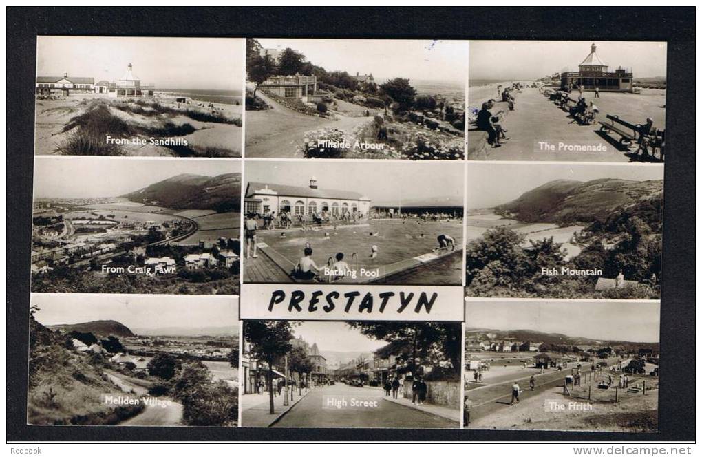 RB 854 - J. Salmon Real Photo Multiview Postcard - 9 Views Prestatyn Flintshire Wales - Flintshire