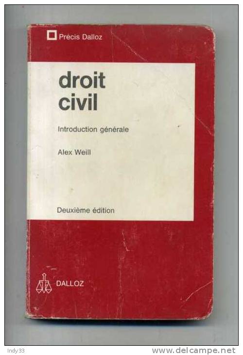 -  DALLOZ  DROIT CIVIL INTRODUCTION GENERALE  . 2e EDITION 1970 . - Rechts