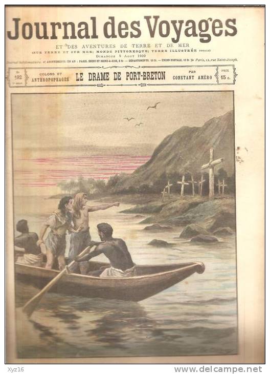 JOURNAL DES VOYAGES N° 192 - 5 Aout 1900 LE DRAME DE PORT BRETON Colons Et Anthropophages - Revues Anciennes - Avant 1900