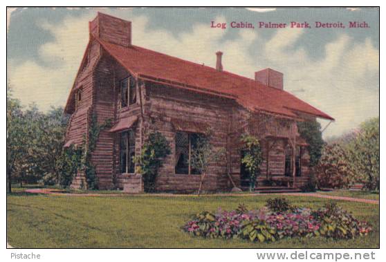 Vintage Old Card - Detroit Michigan - Palmer Park - Log Cabin - Travelled In 1910 - 2 Scans - Detroit