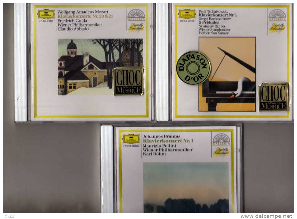 3CD CLASSIQUE  GRANDS CONCERTOS POUR PIANO  BRAHMS TCHAIKOVSKI MOZART RACHMANINOV  DEUTSCH GRAMO NEUFS - Klassik