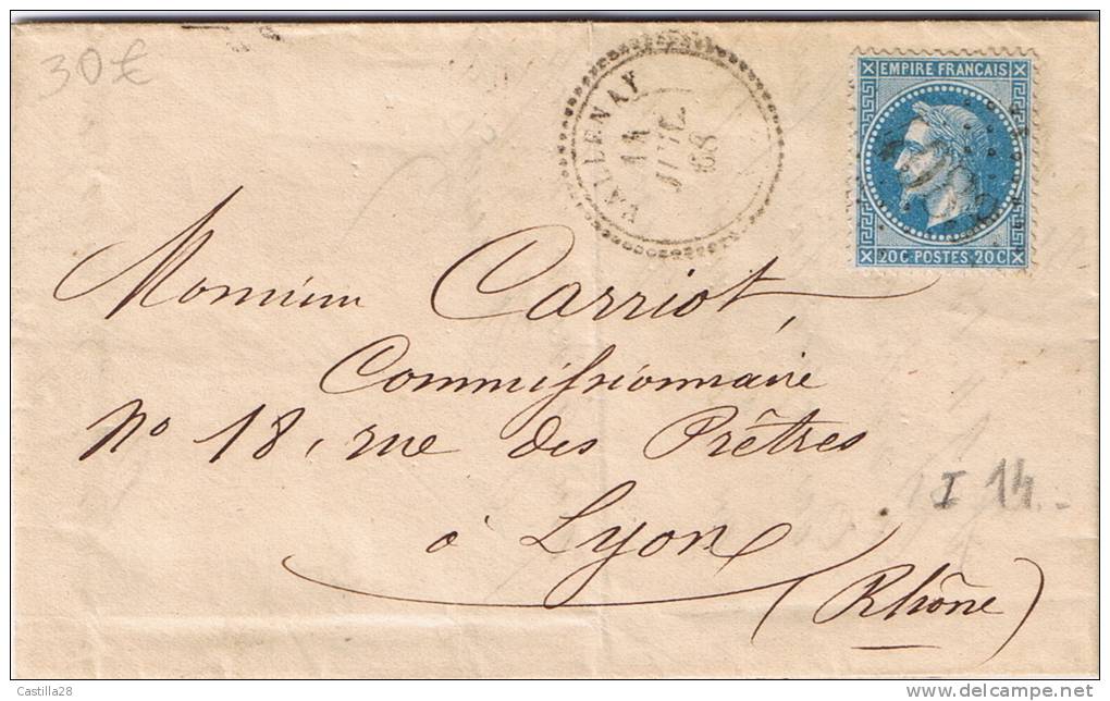 GC 4083 Sur Lettre VALLENAY De 1868 Des Forges De Bigny - 1849-1876: Période Classique