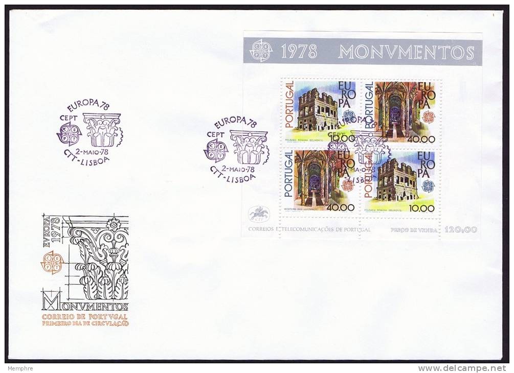 EUROPA CEPT FDC BLOC 1978 Monuments - FDC