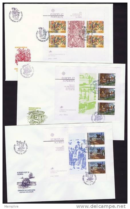 EUROPA CEPT FDC BLOCS Portugal Madeire Et Acores 1982 Histoire - FDC