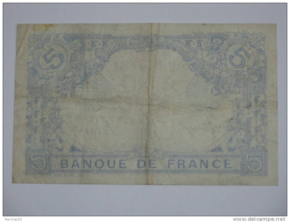 5 Francs - Cinq Francs Bleu - Type 1905 - Décembre 1915 (Capricorne) - 5 F 1912-1917 ''Bleu''