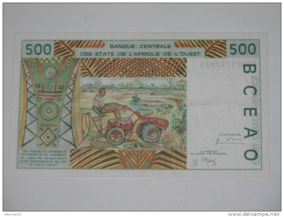 500 Francs - SENEGAL = K - Banque Centrale Des Etats De L´Afrique De L´Ouest. - Sénégal