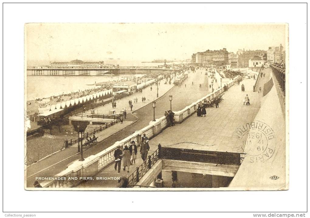 Cp, Angleterre, Brighton, Promenades Ans Piers, Voyagée 1936 - Brighton