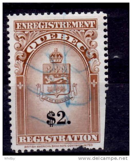 Canada 1967 $2.00 Quebec Registration Issue #QR35 (filler) - Registration & Officially Sealed