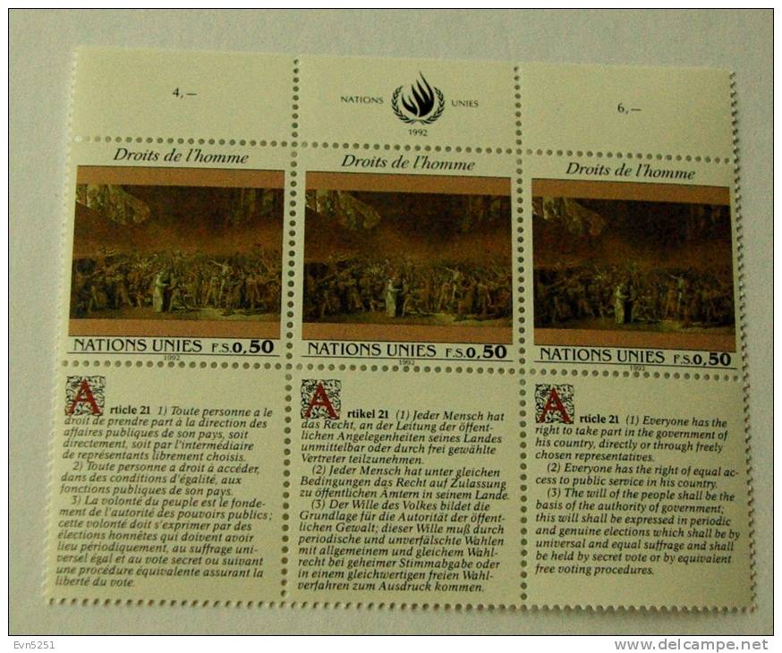 G1 Nations Unies (Genève) : La Déclaration Universelle Des Droits De L'Homme (IV) - Unused Stamps