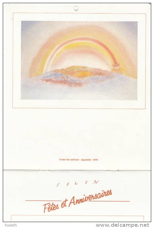 ILLUSTRATEUR FOLON CALENDRIER 1976 REPRO AQUARELLES - Autres & Non Classés