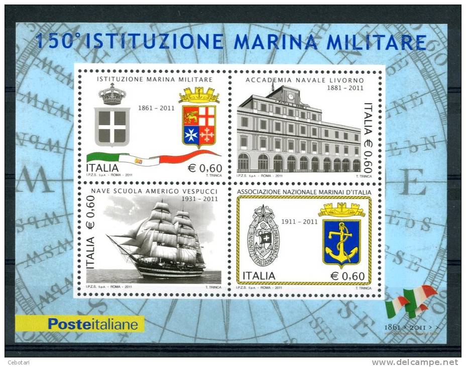 ITALIA / ITALY 2011 - 150° ISTITUZIONE MARINA MILITARE - FOGLIETTO - 2011-20:  Nuevos