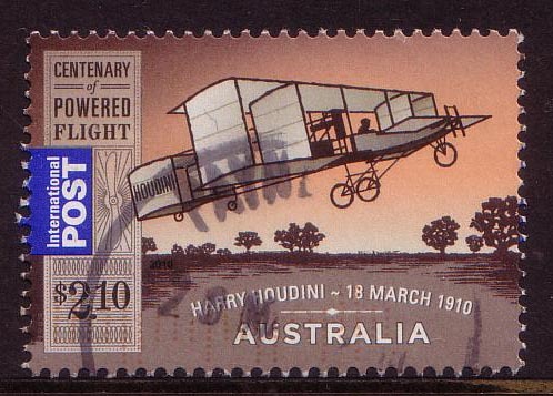 2010 - Australian Centenary Of Powered Flight $2.10 HARRY HOUDINI International Post Stamp FU - Usados