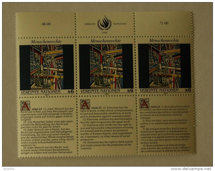 Nations Unies (Vienne) : La Déclaration Universelle Des Droits De L' Homme (IV) - Unused Stamps