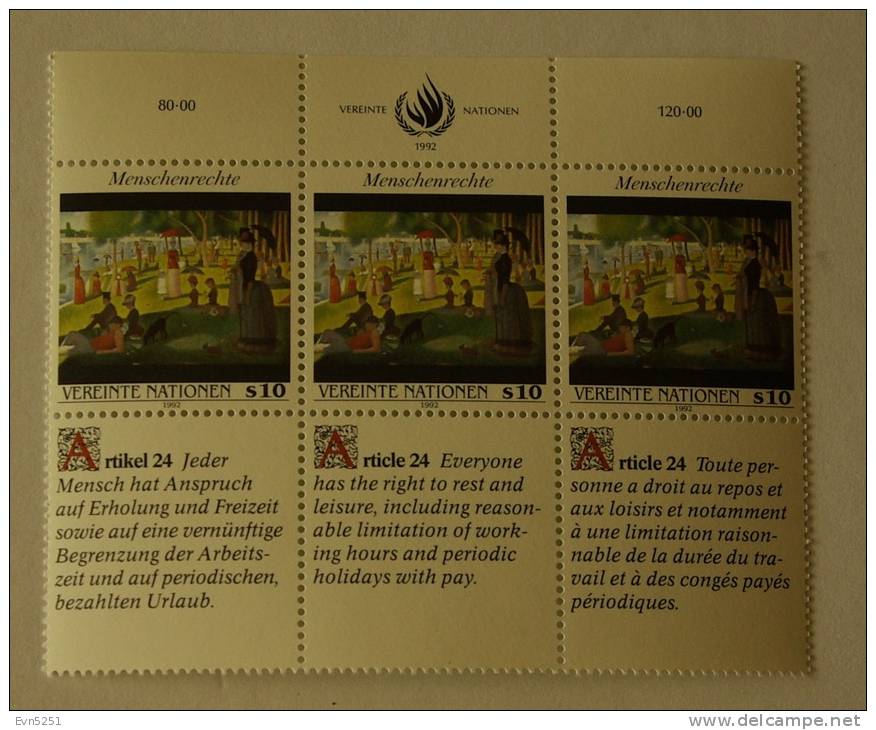 V1 Nations Unies (Vienne) : La Déclaration Universelle Des Droits De L' Homme (IV) - Unused Stamps