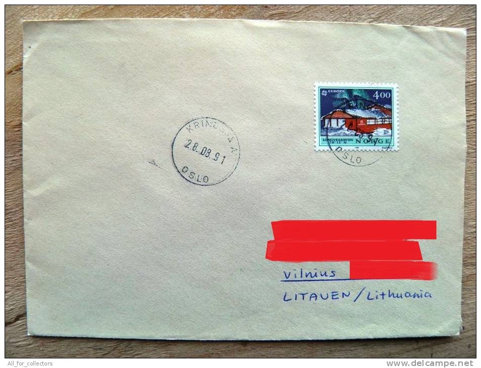 Cover Sent From Norway To Lithuania, Europa Cept, 1990, - Lettres & Documents