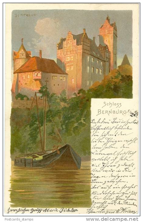 Bernburg, Schloss, Künstlerkarte, 1899 - Bernburg (Saale)