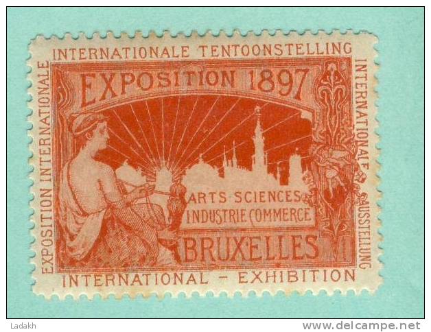 ERINNOPHILIE  VIGNETTE 1897 EXPOSITION INTERNATIONALE  BRUXELLES #ARTS SCIENCES INDUSTRIE COMMERCE - Erinnophilia [E]