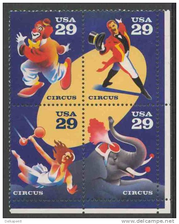 USA United States 1993 Mi 2348 /51 YT 2145 /48 Sc 2750 /53 ** Bicentenary Of First Circus Performance In America/ Zirkus - Cirque