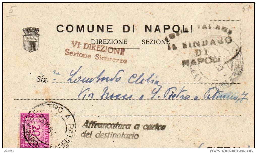 1951  SEGNATASSE  CON ANNULLO NAPOLI  S.PIETRO A PATIERNO - Portomarken