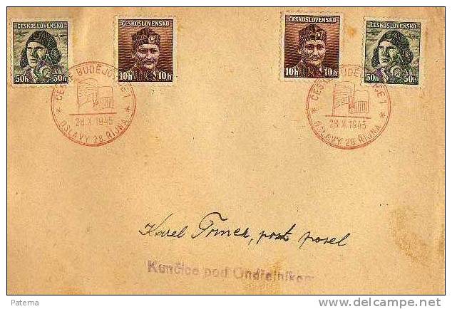 Frontal, Ceske Budejovice  1945, Checoslovaquia, - Briefe U. Dokumente