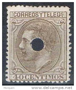 España 40 Céntimos Alfonso XII, Telegrafos, Num 205T - Oblitérés