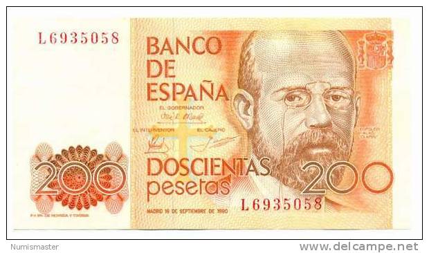 SPAIN 200 PESETAS 19.9.1980 , AUNC , P-156 - [ 4] 1975-… : Juan Carlos I