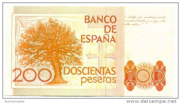 SPAIN 200 PESETAS 19.9.1980 , AUNC , P-156 - [ 4] 1975-… : Juan Carlos I