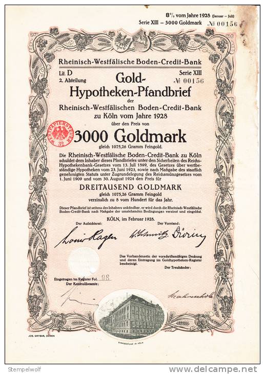 Rheinisch-Westfaelische Boden-Credit-Bank In Koeln, Gold-Hypotheken-Pfandbrief (Gab23) - P - R