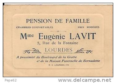 Carton Publicité-pension De Famille-lourdes- Eugenie Lavit-5 Rue De La Fontaine - Hotel Labels
