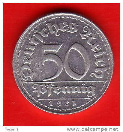 QUALITY UNC **** ALLEMAGNE - GERMANY - 50 PFENNIG 1921 D - WEIMAR REPUBLIC **** EN ACHAT IMMEDIAT - 50 Rentenpfennig & 50 Reichspfennig