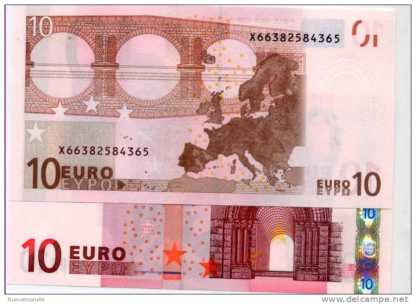 EURONOTES BANCONOTA BILLET DA 10 EURO X GERMANIA E004A3 FDS UNC - 10 Euro