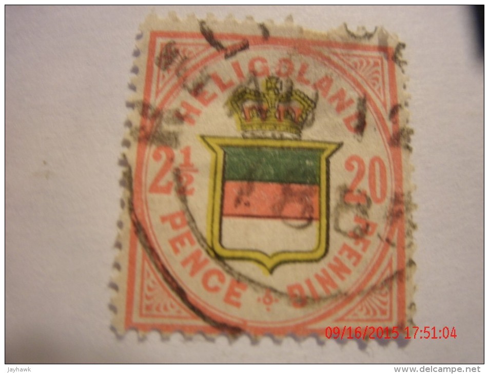 HELIGOLAND,MICHEL18b,20pf ,  Rosakarmin-lebh´zinnober/ Dunkelbraungelb/dunkelgru N,  1880, USED - Heligoland