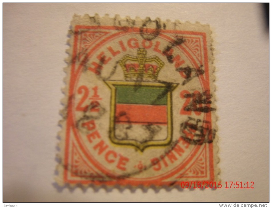 HELIGOLAND, MICHEL 18g,20pf,rotlichorange-le Bn´orange/hellgelb/hellgr Augrun,1888,, USED - Helgoland