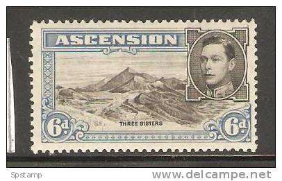 Ascension 1938 KGVI 6d. Perf 13.5  MNH Light Even Gum Ageing - Ascension