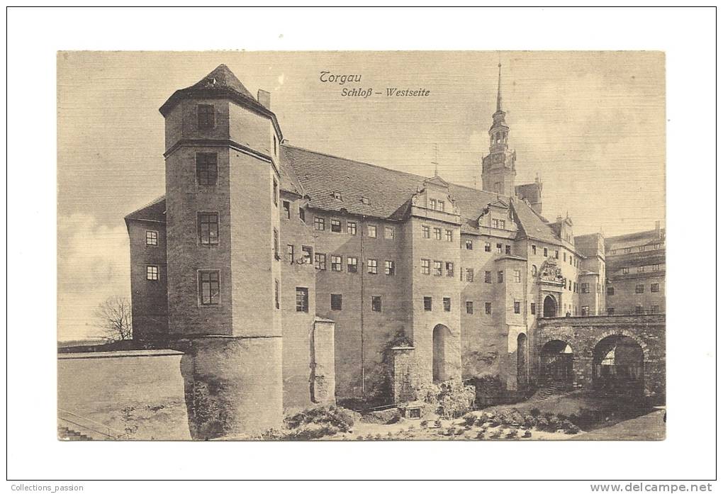 Cp, Allemagne, Torgau, SchloB - Westseite, Voyagée 1913 - Torgau