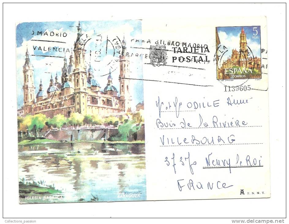 Cp, Espagne, Zaragoza, Iglesia Basilica Del Pilar, Voyagée - Zaragoza