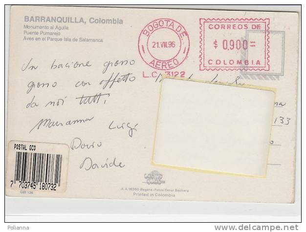 PO3376B# COLOMBIA - BARRANQUILLA - MONUMENTO AQUILA - PONTE PUMAREJO  VG 1996 - Kolumbien
