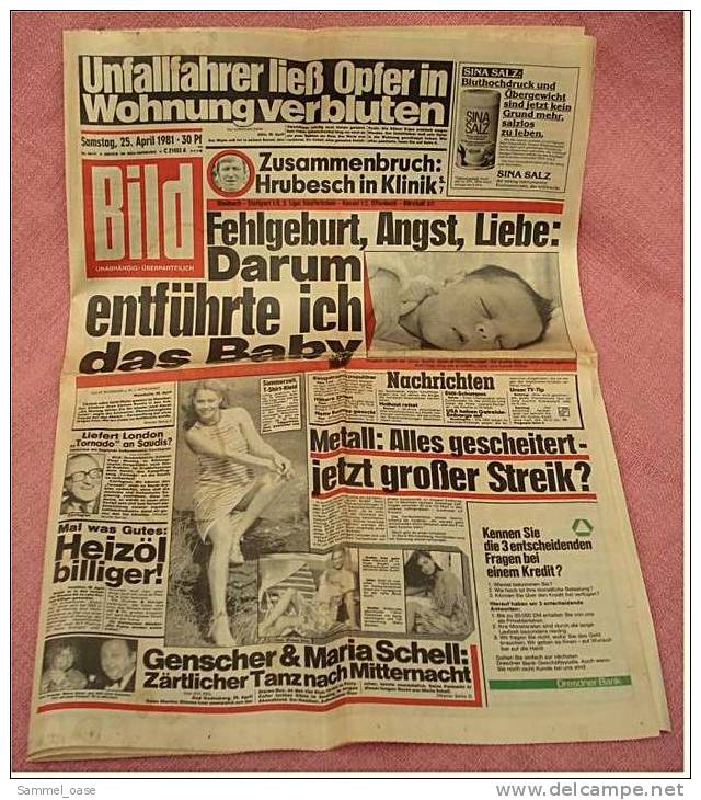 BILD-Zeitung Vom 25. April 1981 : Roland Biggs Frei - Er Rief : Champagner Für Alle - Other & Unclassified