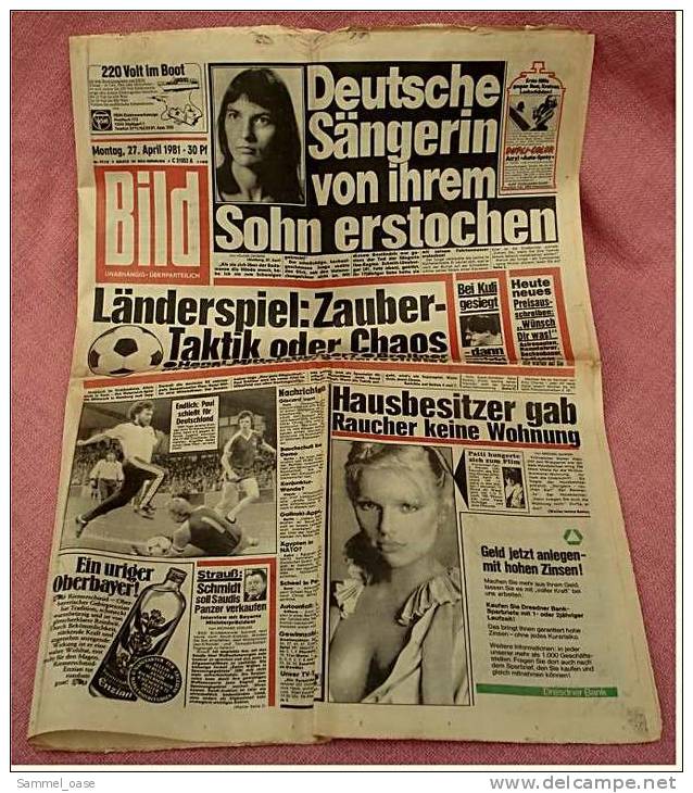 BILD-Zeitung Vom 27. April 1981 : Fussball-Länderspiel Des Jahres Deutschland : Österreich - Autres & Non Classés