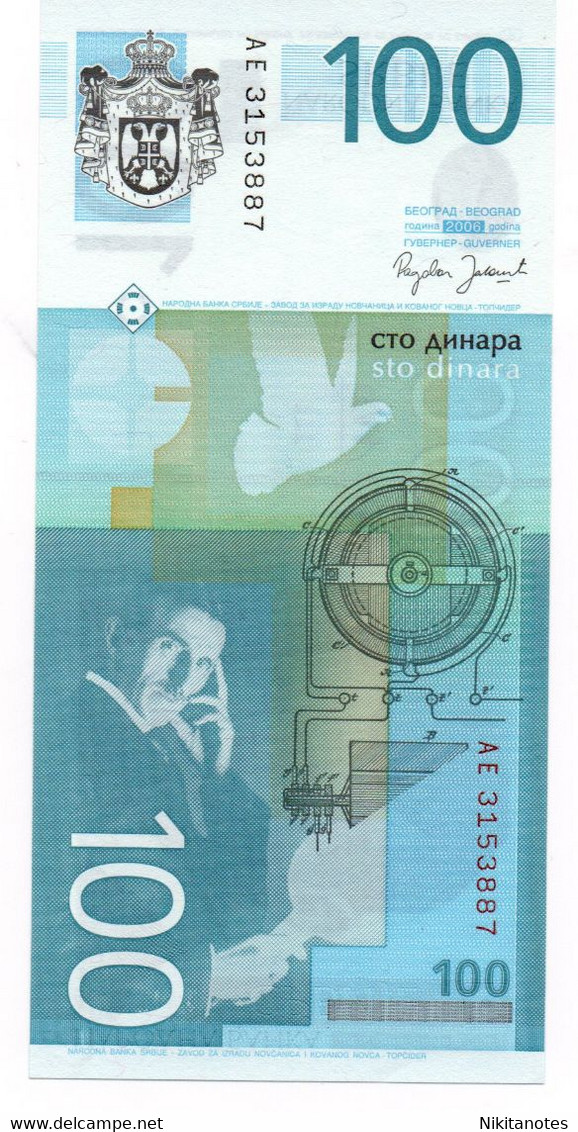SERBIA 100 Dinara 2006 UNC Ritratto  Nikola Tesla See Scan Note - Serbia