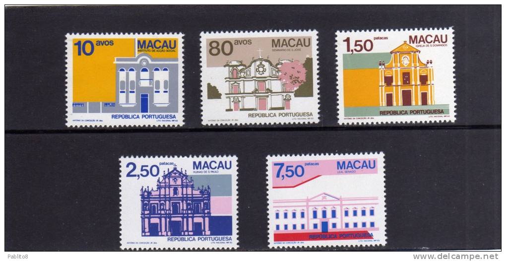 PORTOGALLO COLONIE MACAO - PORTUGAL COLONIES MACAU 1983  ARCHITETTURA - ARCHITECTURE  MNH - Unused Stamps