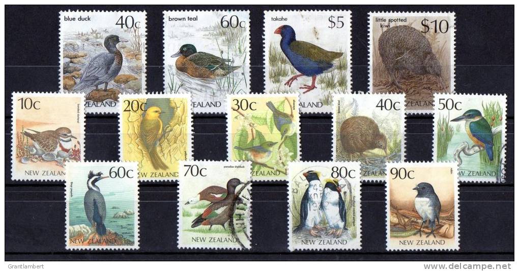 New Zealand 1987-1989 Native Birds 13 Values Used - Usados