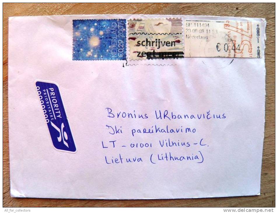 Cover Sent From Netherlands To Lithuania,  ATM Label - Macchine Per Obliterare (EMA)