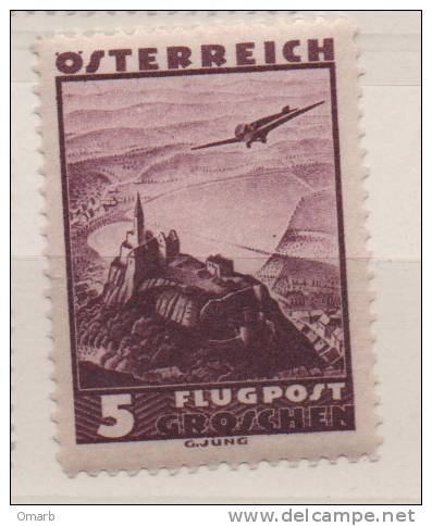 Fra140 Austria, 1935 Posta Aerea, Poste Aerienne, Airmail, Aereo, Avion, Plane, Castello, Chateau, Castle, Gussing - Ungebraucht