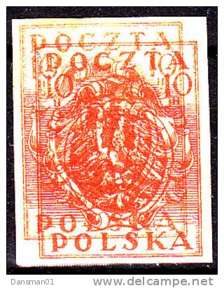 POLAND 1919 10H Double Print Fi 75Dp Signed By Schmutz Mint Hinged* - Nuevos