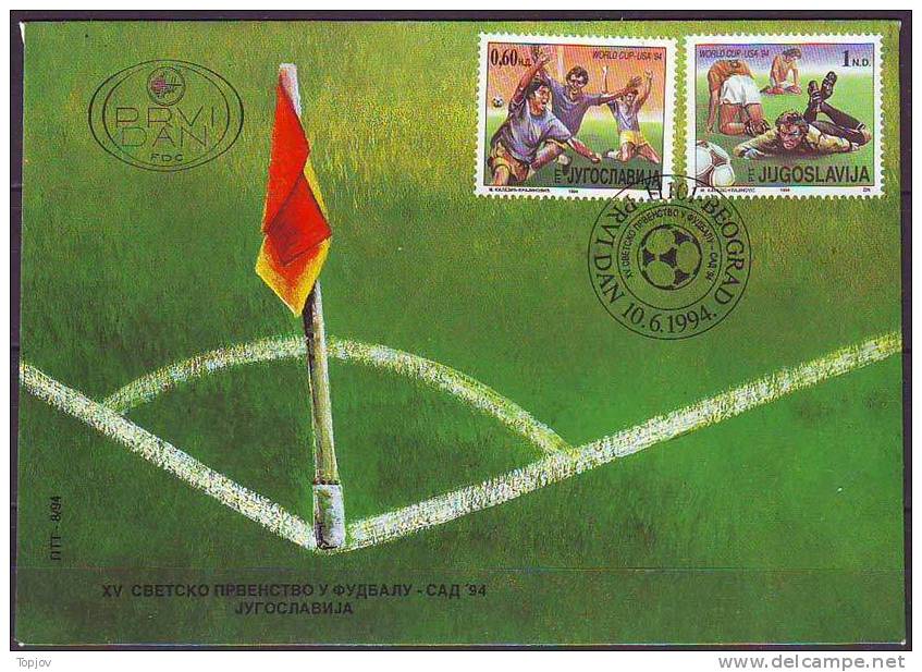 YUGOSLAVIA - JUGOSLAVIJA - FDC - FIFA WORLD CUP - THE JOY OF WINNING AND THE SORROW OF DEFEAT  - 1994 - 1994 – Verenigde Staten