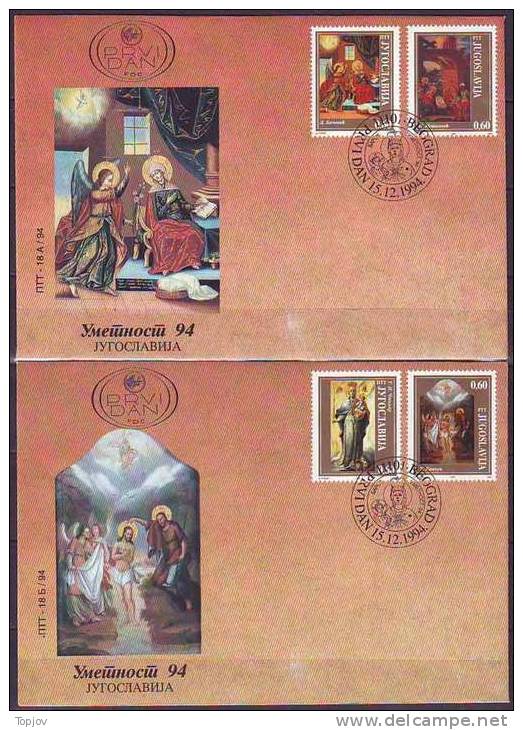 YUGOSLAVIA - JUGOSLAVIJA - FDC - BAROQUE AND RELIGIOUS PAINTINGS  - 1994 - Schilderijen