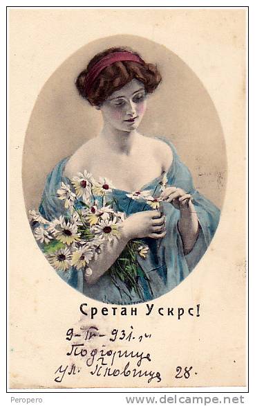 AK OSTERN Schöne Junge Mädchen Mit Weißen Blumen M.M. Nr. 646.OLD POSTCARD 1931 - Ungarn